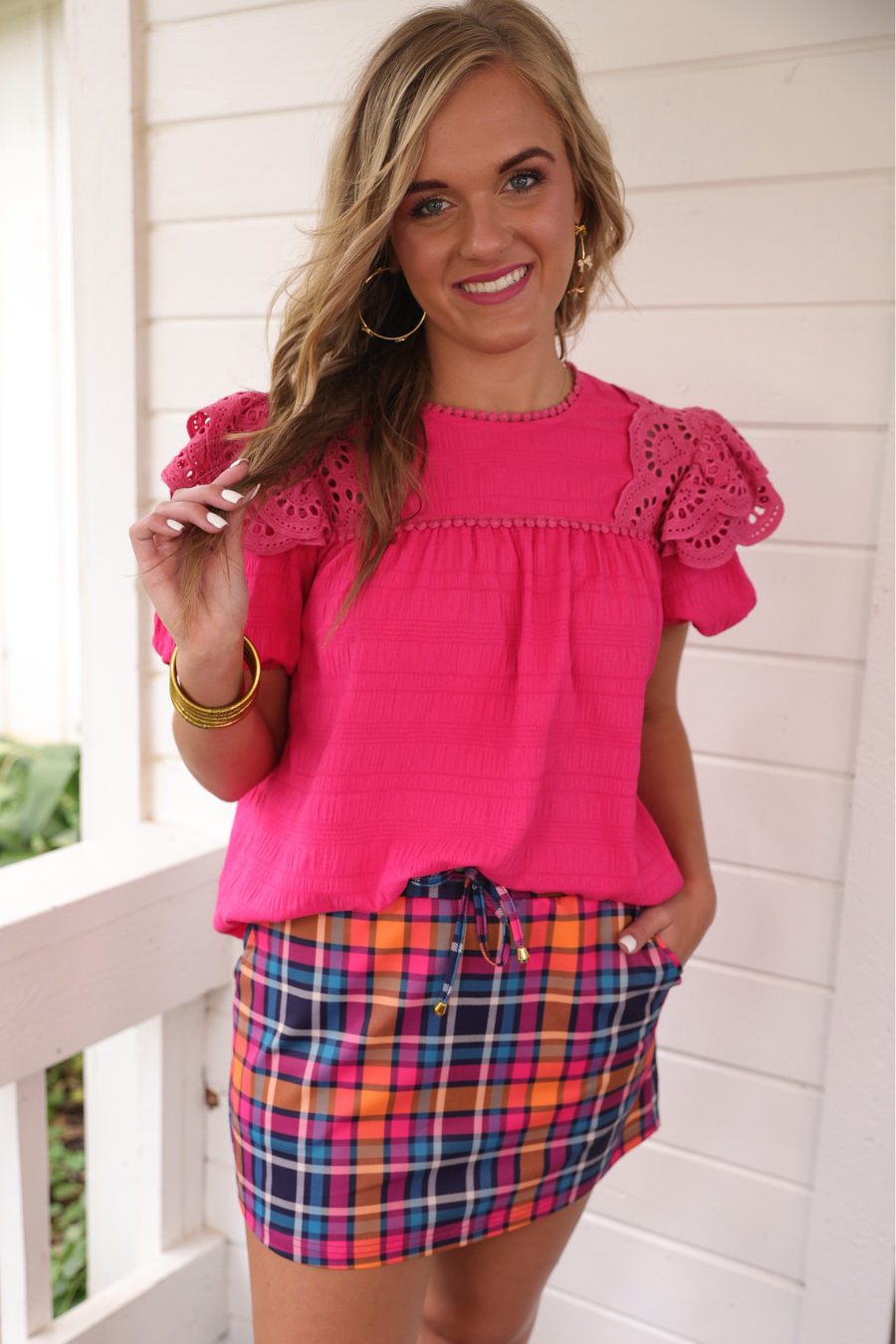 Kimber Eyelet Top, Pink