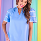 Carissa Ric Rac Top, Light Blue