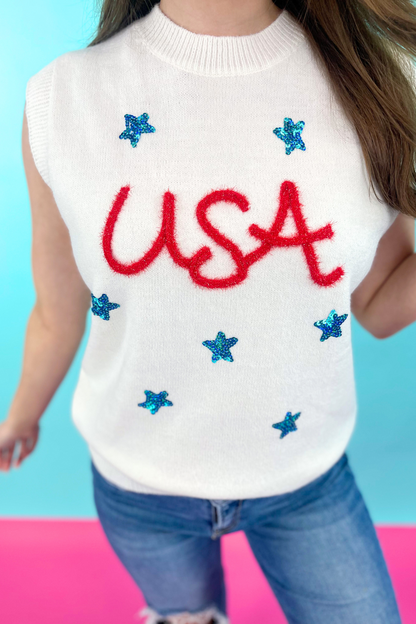 USA Tinsel Sweater Vest