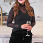 Keigan Mesh Top- Black Glitter
