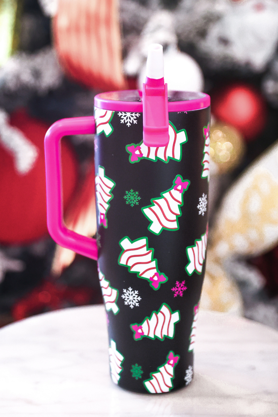 Bow Christmas Treat Snowflake Sleek Tumbler
