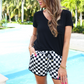 PREORDER- Checkerboard Checkered Drawstring Everyday Shorts