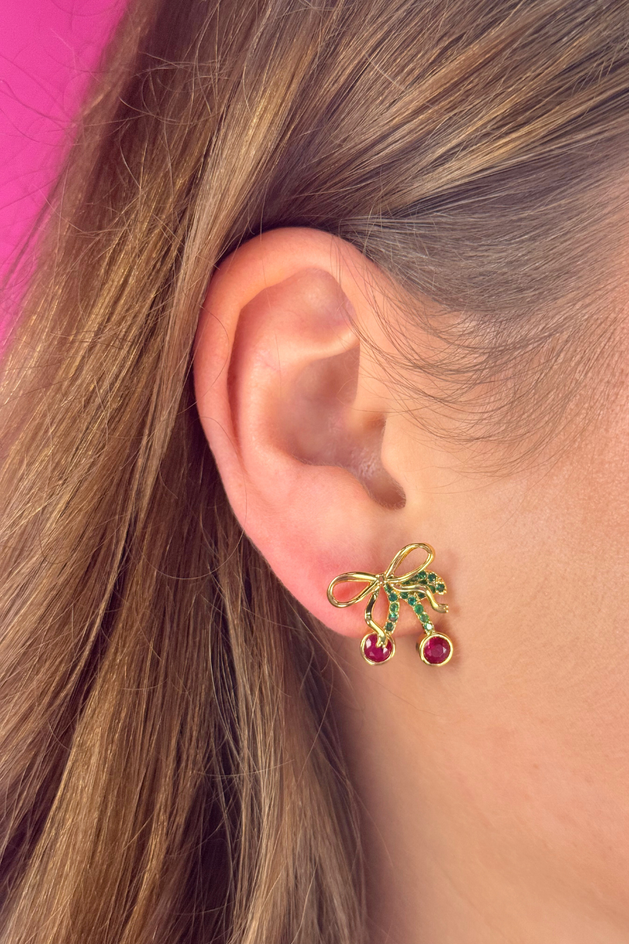 Cherry Bow Studs