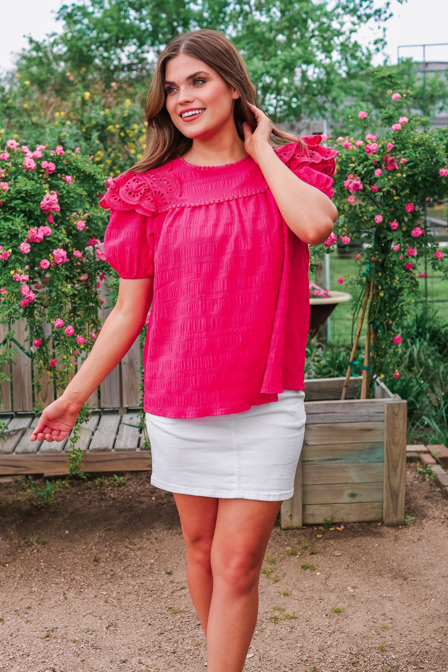 Kimber Eyelet Top, Pink