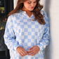 Riley French Terry Pullover- Blue Checkered