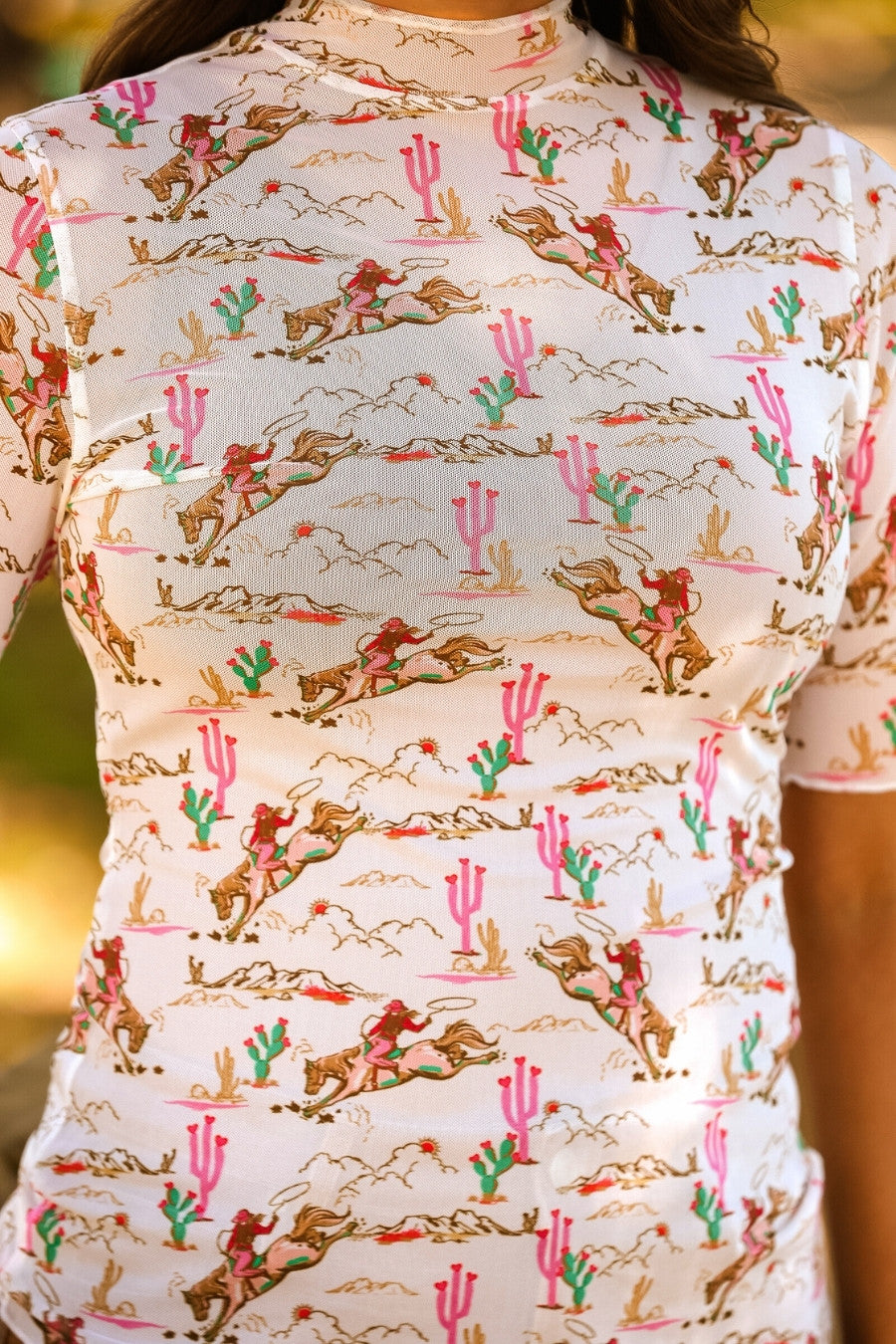 Kora Short Sleeve Mesh Top- Desert Darling