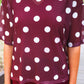 Emma Mesh Tee- Burgundy Polka Dot