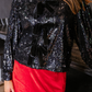 Betty Bow Top- Black Sequin
