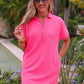 Ezra Textured Zipper Dress- Hot Pink