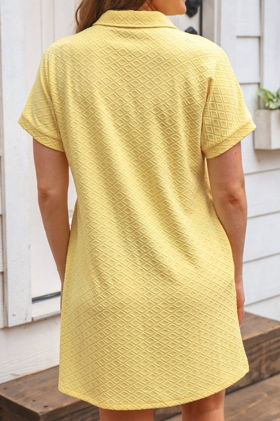 Ezra Textured Zipper Dress- Butter Yellow