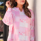 Riley French Terry Pullover- Pink Patchwork