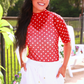 Kora Short Sleeve Mesh Top- Red Polka Dot