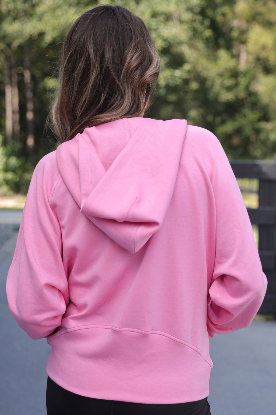 Kayla Luxe Hooded Quarter Zip Pullover- Light Pink