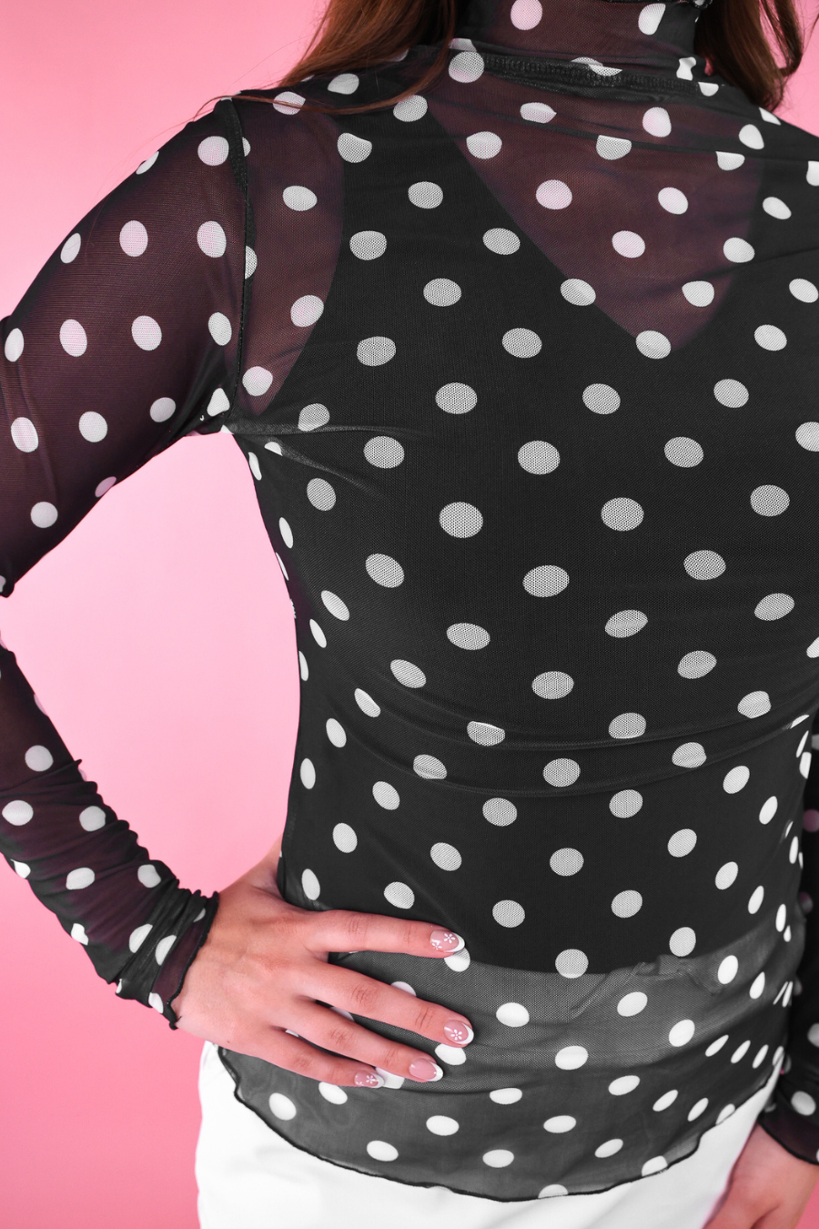 Keigan Mesh Top- After Dark Polka Dot