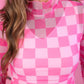Keigan Mesh Top- Bubblegum Checkered