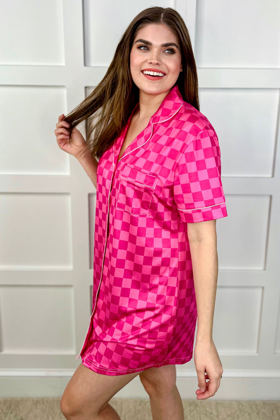 Queen Of Comfort Sleep Shirt - Checked Out - Jess Lea Wholesale