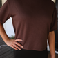 Casual Upgrade Half Sleeve Luxe Top- Chocolate