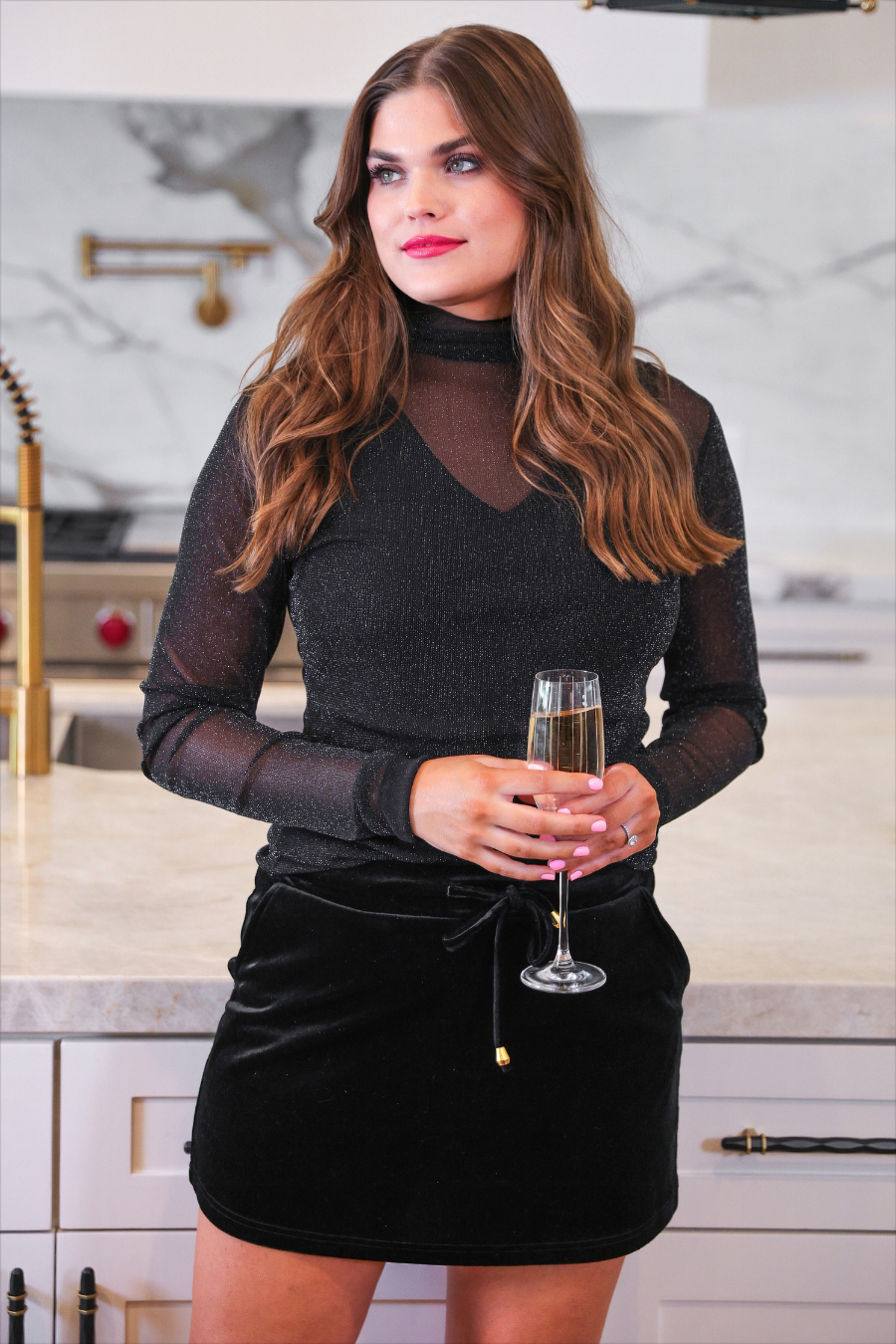 Keigan Mesh Top- Black Glitter