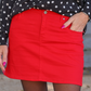 Nova Denim Skirt- Red