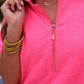 Ezra Textured Zipper Dress- Hot Pink