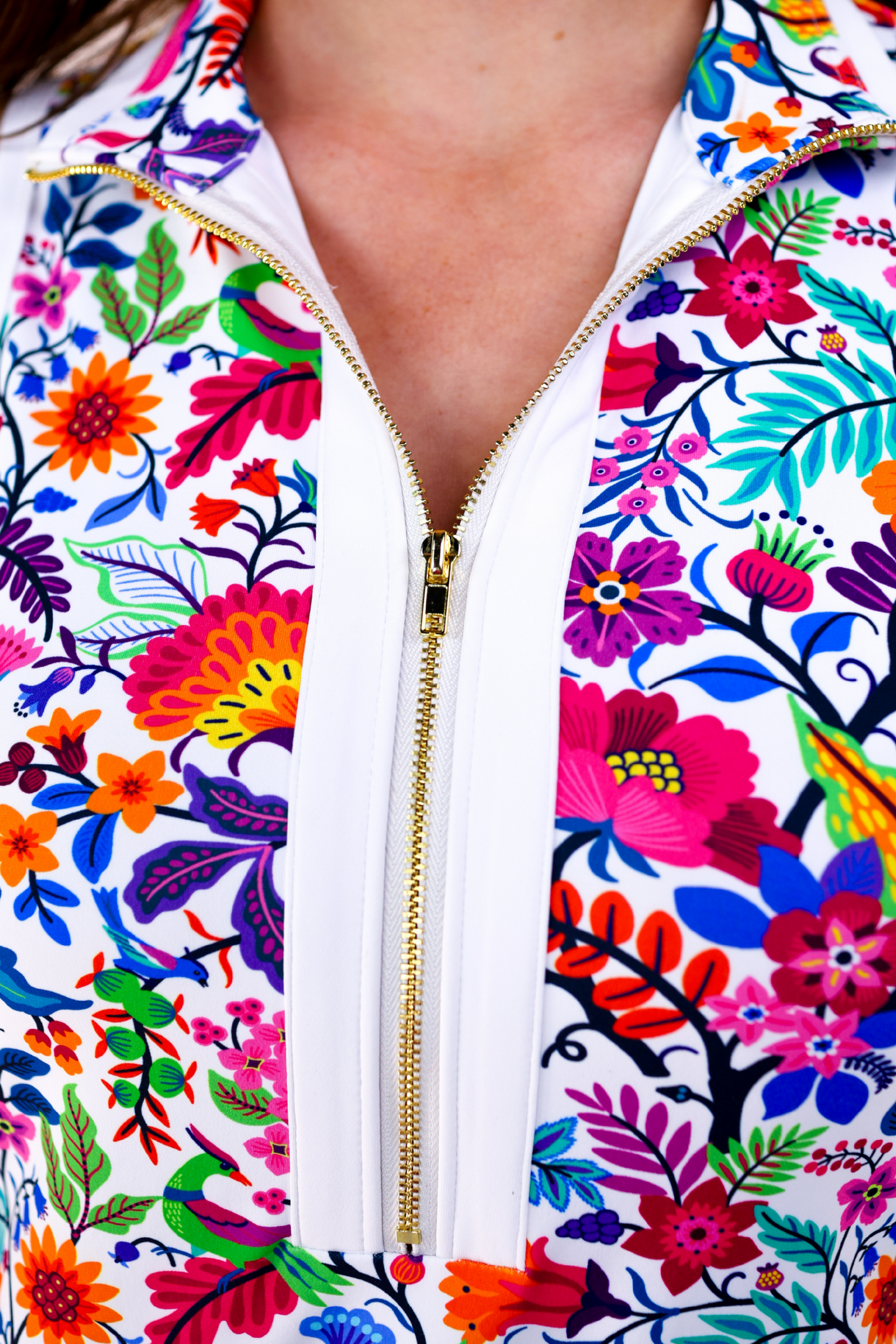 Everyday Zipper Dress, Fiesta Time White
