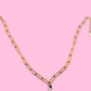 Paperclip Chain Necklace- Gold/Crystal
