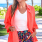 Sloane Button Up Top- Neon Coral