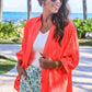 Sloane Button Up Top- Neon Coral