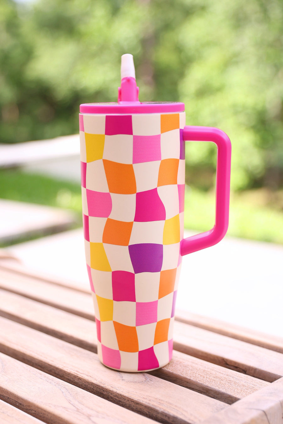 Groovy Checkered Sleek Tumbler