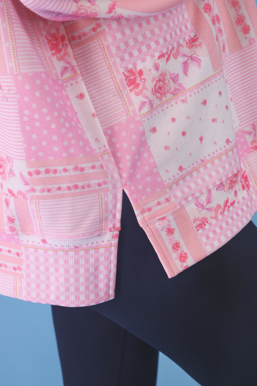 Riley French Terry Pullover- Pink Patchwork