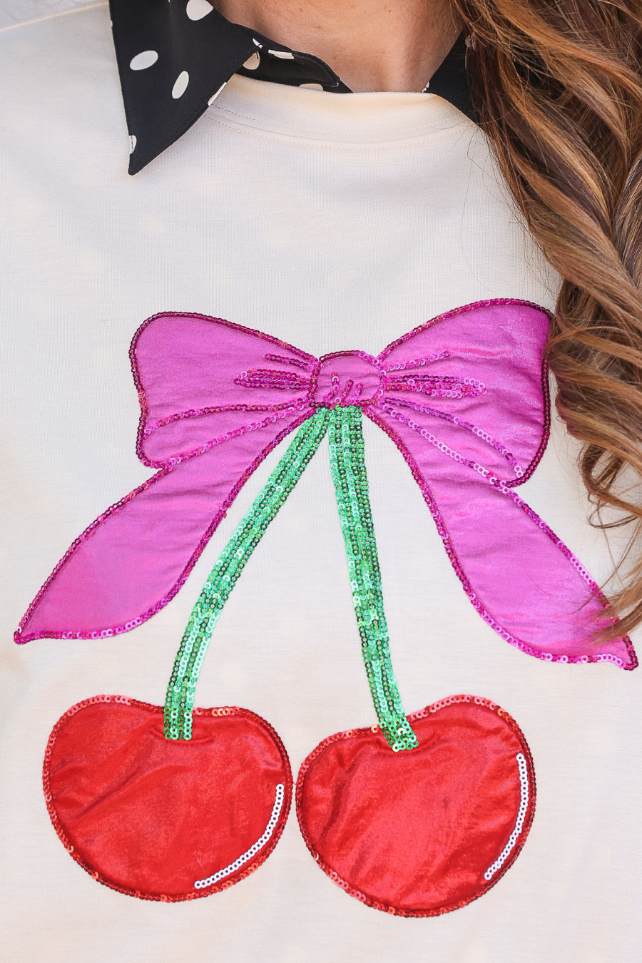 Cherry Bow Luxe Pullover