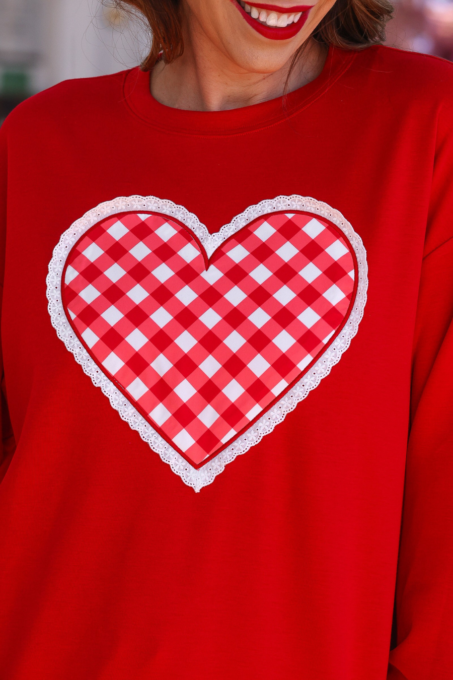 Gingham Heart Luxe Pullover