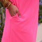 Ezra Textured Zipper Dress- Hot Pink
