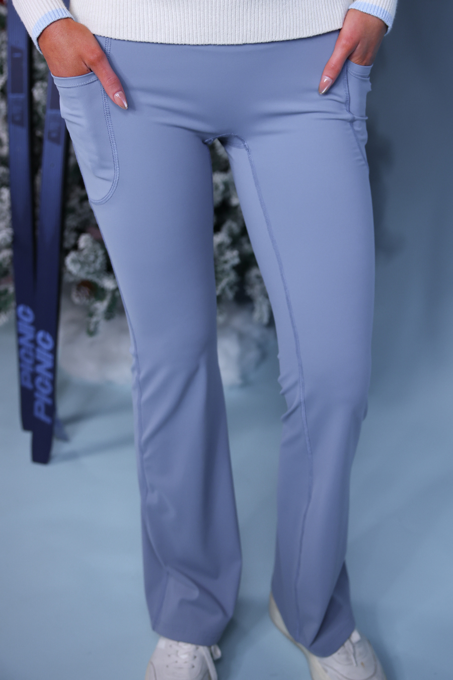 PREORDER- Compression Flared Leggings- Icy Gray