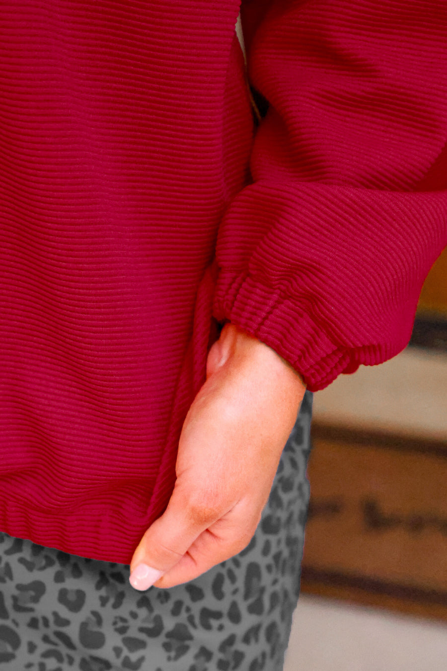 PREORDER- Levi Ribbed Quarter Zip Pullover- Red