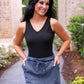 PREORDER- Refined Denim Stretch Skort- Light Wash