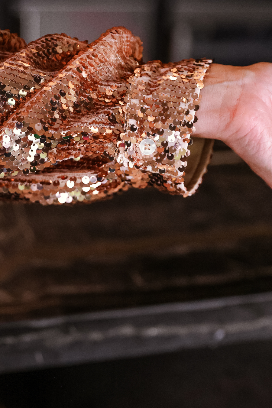 Betty Bow Top- Rose Sequin