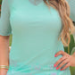 Kora Short Sleeve Mesh Top- Mint