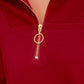 PREORDER- Levi Ribbed Quarter Zip Pullover- Red