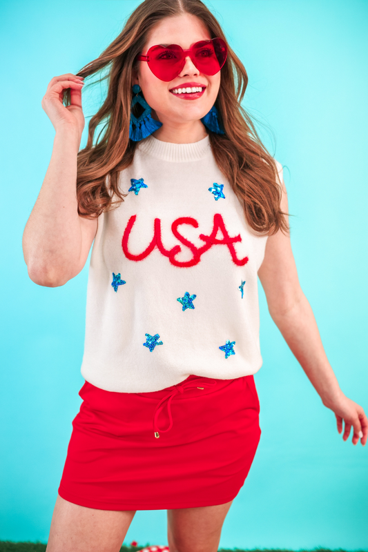 USA Tinsel Sweater Vest
