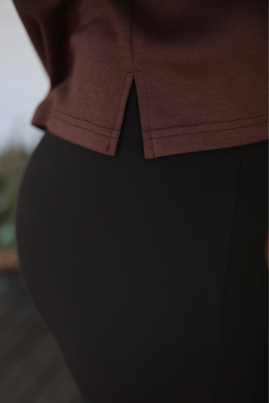 Casual Upgrade Half Sleeve Luxe Top- Chocolate