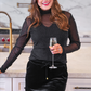 Keigan Mesh Top- Black Glitter