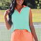 Everyday Polo Tank- Mint/Coral