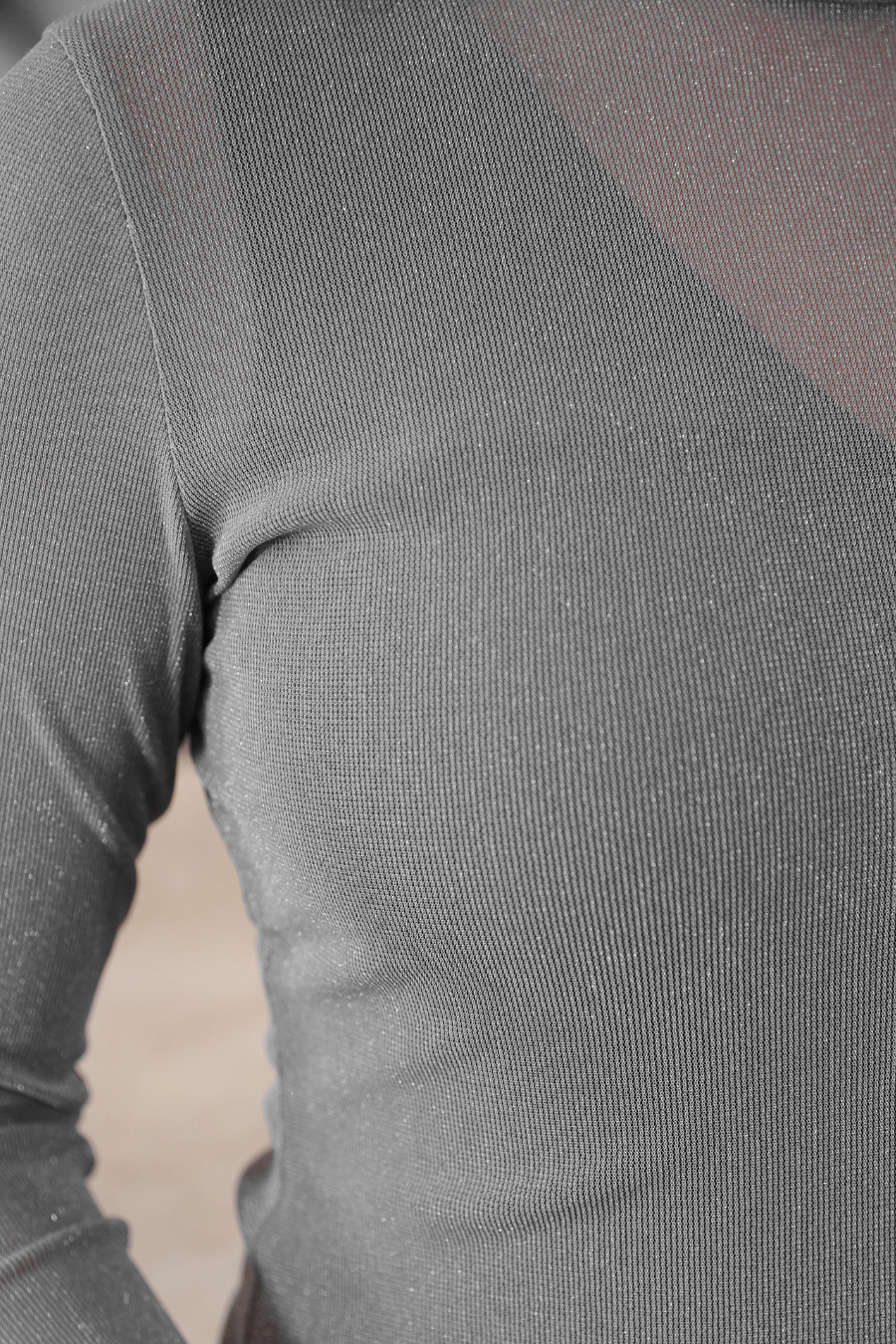 Keigan Mesh Top- Silver Glitter