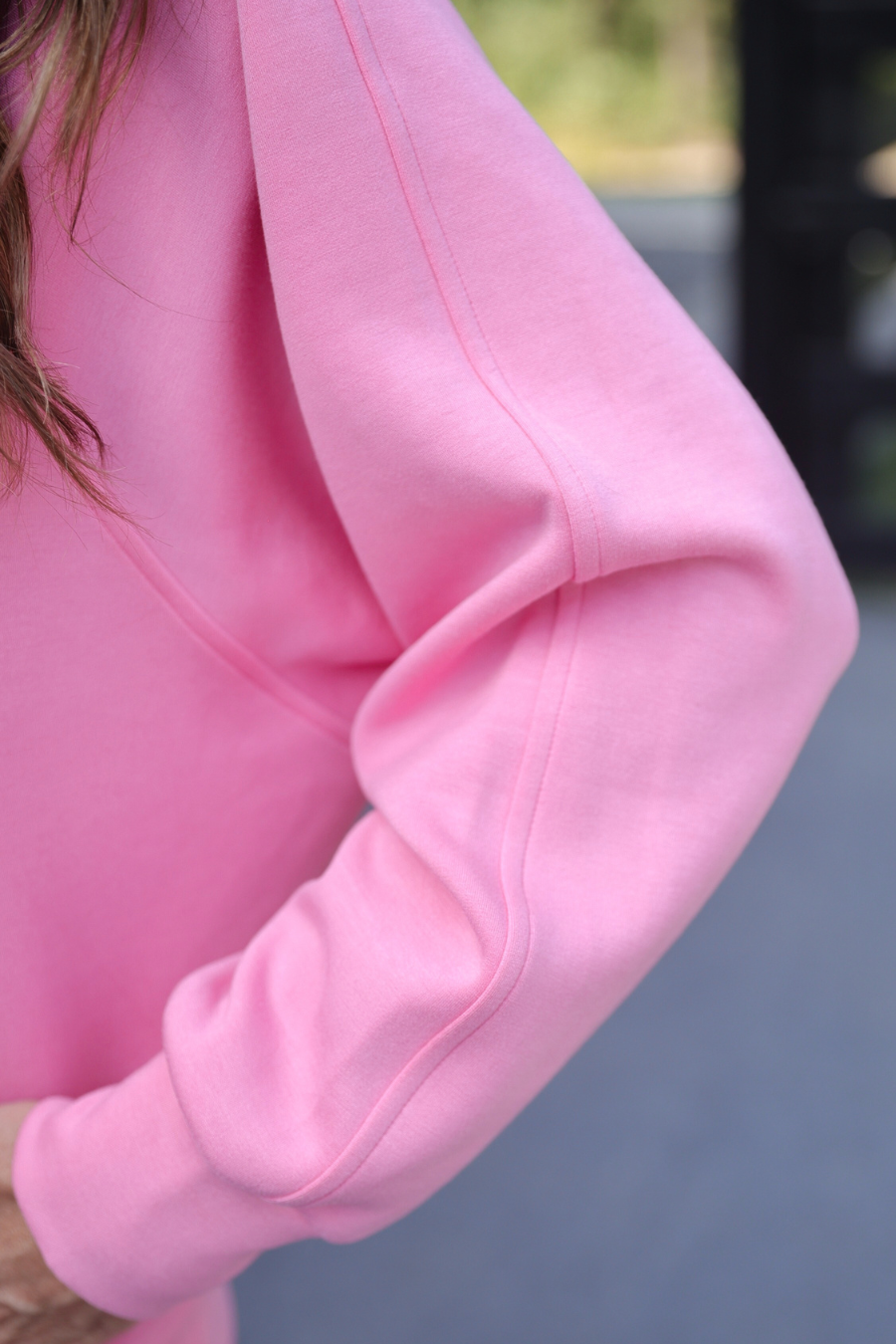 Kayla Luxe Hooded Quarter Zip Pullover- Light Pink
