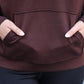 Kayla Luxe Hooded Quarter Zip Pullover- Chocolate