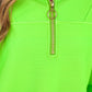 PREORDER- Levi Ribbed Quarter Zip Pullover- Neon Green