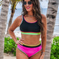 Set For Vacay Two Piece Swimsuit- Black/Neon