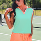 Everyday Polo Tank- Mint/Coral