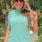 Kora Short Sleeve Mesh Top- Mint